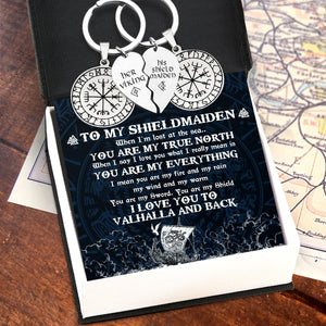 Viking Compass Couple Keychains - My Shieldmaiden - I Love You To Valhalla And Back - Gkes13003