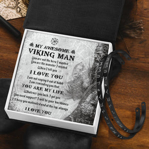 Viking Rune Couple Bracelets - My Awesome Viking Man - You Are The Monster I Needed - Gbt26001