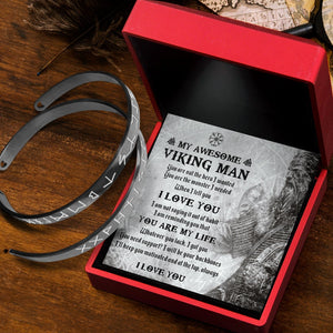 Viking Rune Couple Bracelets - My Awesome Viking Man - You Are The Monster I Needed - Gbt26001