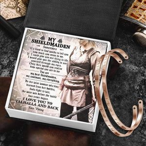 Viking Rune Couple Bracelets - To My Shieldmaiden - I Love You To Valhalla And Back - Gbt13023