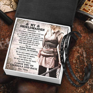 Viking Rune Couple Bracelets - To My Shieldmaiden - I Love You To Valhalla And Back - Gbt13023