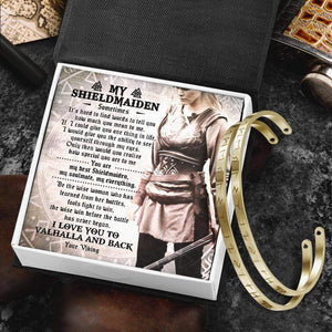 Viking Rune Couple Bracelets - To My Shieldmaiden - I Love You To Valhalla And Back - Gbt13023