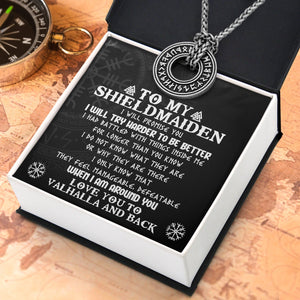 Viking Rune Necklace - Viking - To My Shield Maiden - I Love You To Valhalla And Back - Gndy13004