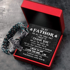 Viking Thor's Hammer Bracelet - Viking - To My Fathor - I Love You To Valhalla & Back - Gbo18004