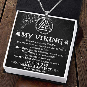 Viking Valknut & Dragon Necklace - My Viking - I Love You To Valhalla And Back - Gnds26001