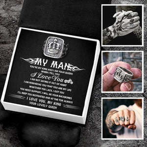 Vintage Crown Ring - To My Biker Man - You Are My King And I Am Your Queen - Grd26003