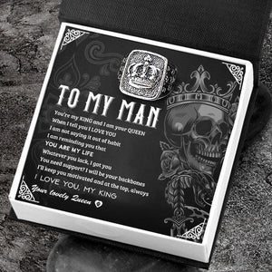Vintage Crown Ring - Skull - To My Man - You Are My King And I Am Your Queen - Grd26001