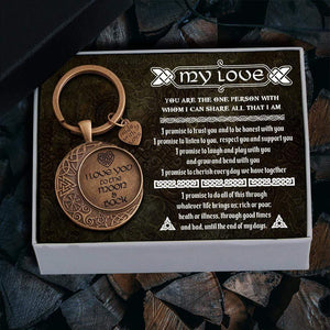 Vintage Moon Keychain - My Love - I Promise To Cherish Every Day We Have Together - Gkcb13003