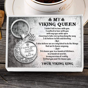 Vintage Moon Keychain - My Viking Queen - I Love You To The Moon And Back - Gkcb13006