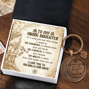 Vintage Moon Keychain - Viking - To My Daughter - Straighten Your Crown - Gkcb17002