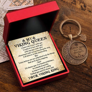 Vintage Moon Keychain - Viking - To My Queen - A Hundred Lifetimes - Gkcb13007