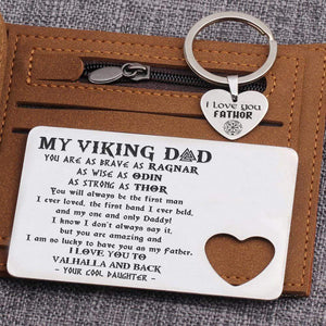 Wallet Card Insert And Heart Keychain Set - Viking - To My Dad - From Daughter - Your Cool Daughter - Gcb18015