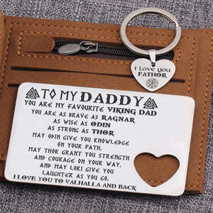 Wallet Card Insert And Heart Keychain Set - Viking - To My Dad - I Love You To Valhalla & Back - Gcb18019