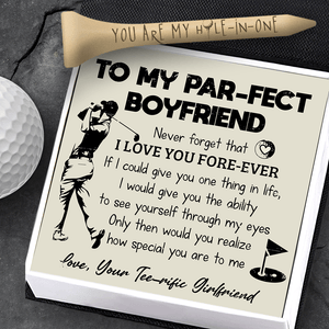 Wooden Golf Tee - Golf - To My Par-fect Boyfriend - I Love You Fore-ever - Gah12002