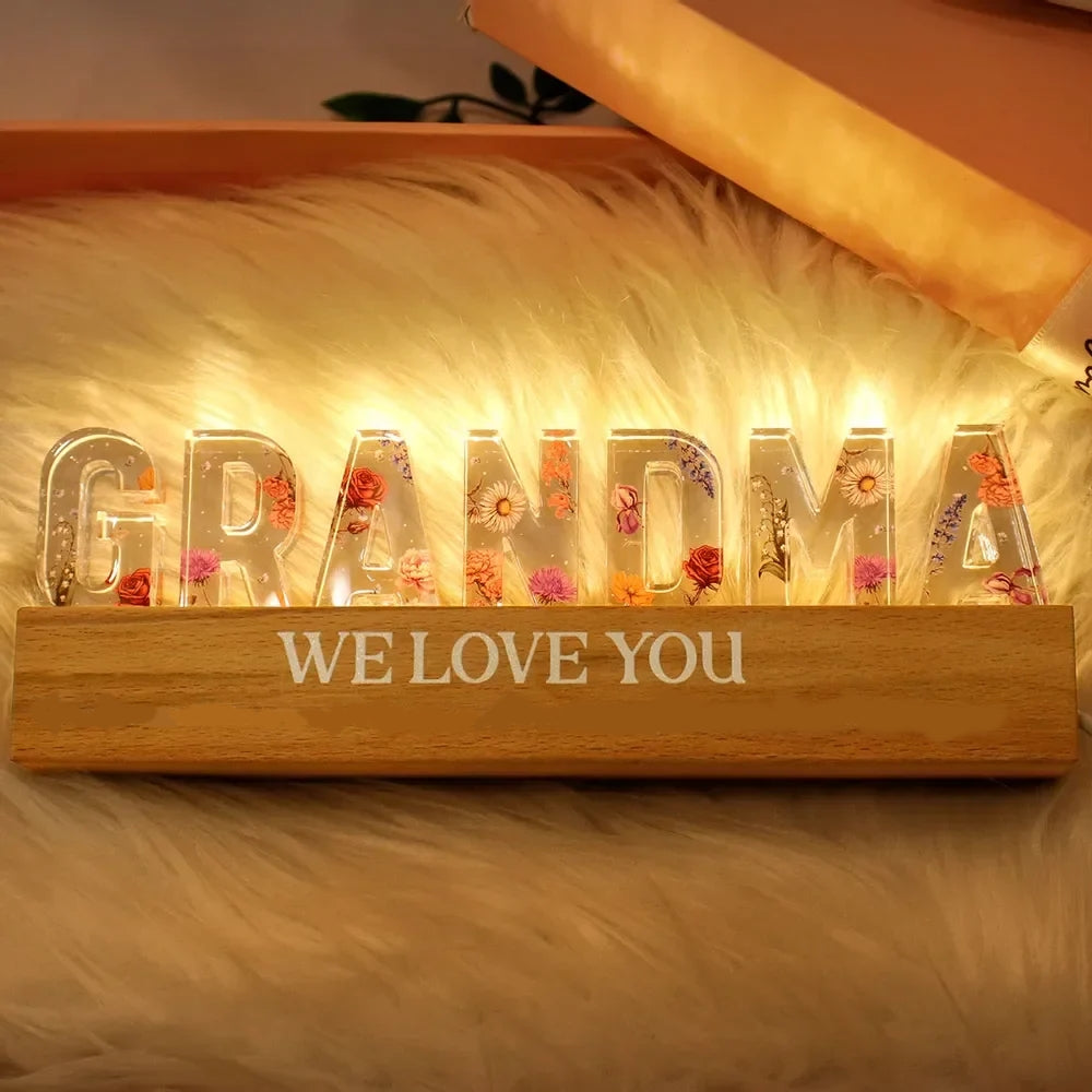 Personalized Flower Printed LED Night Light - Family - For The Woman Of Our Life - We Love You - Glch19001