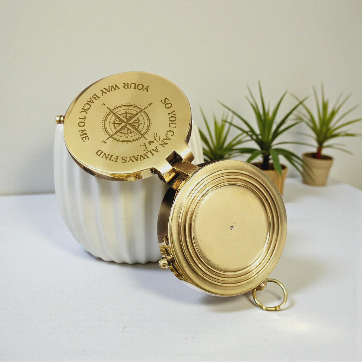 Personalized Engraved Bronze Compass - Handmade 1 year Anniversary Gift for Couples | Custom Name, Date - Gpb26263