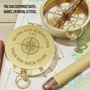 Personalized Engraved Bronze Compass - Handmade 1 year Anniversary Gift for Couples | Custom Name, Date - Gpb26262