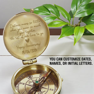 Personalized Engraved Bronze Compass - Handmade 1 year Anniversary Gift for Couples | Custom Name, Date - Gpb26262