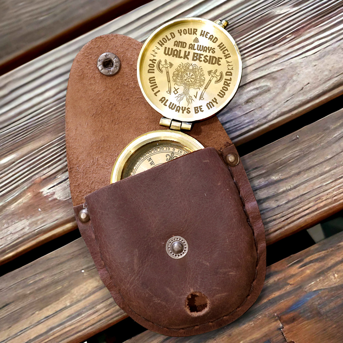 Engraved Compass - Viking - To My Dad - You Will Always Be My World - Gpb18043