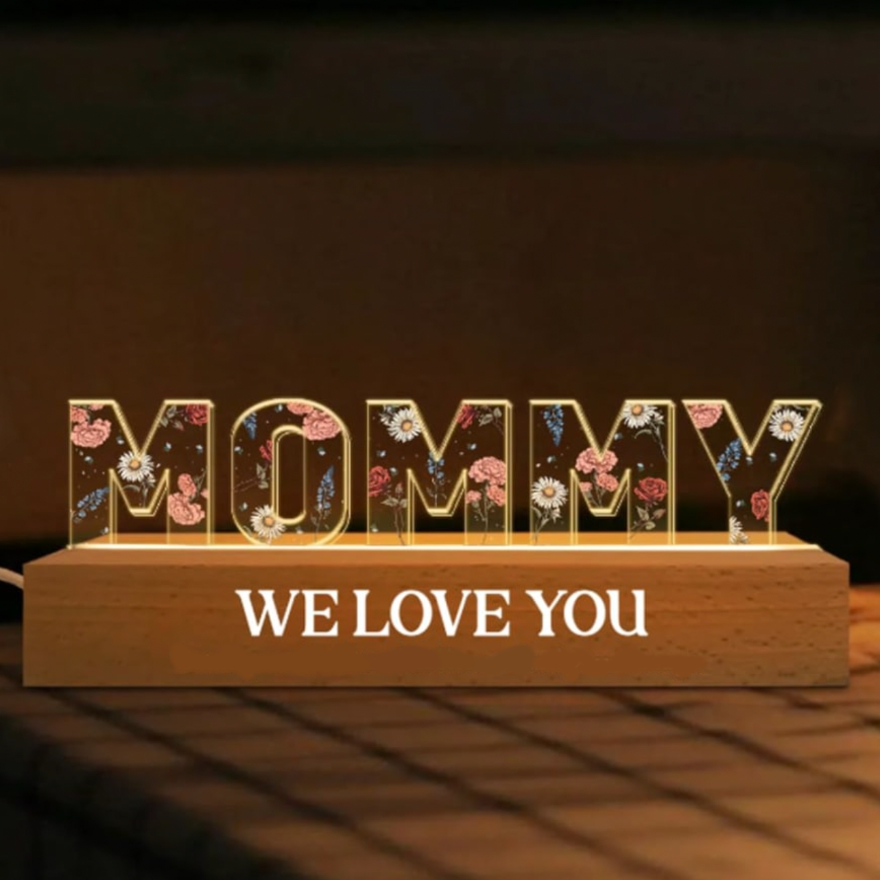 Personalized Flower Printed LED Night Light - Family - For The Woman Of Our Life - We Love You - Glch19001