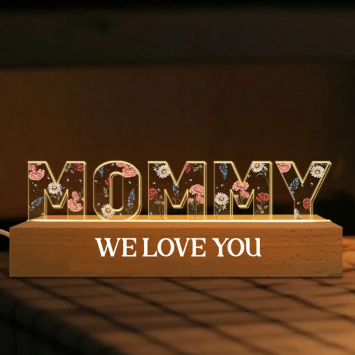 Personalized Flower Printed LED Night Light - Family - For The Woman Of Our Life - We Love You - Glch19001