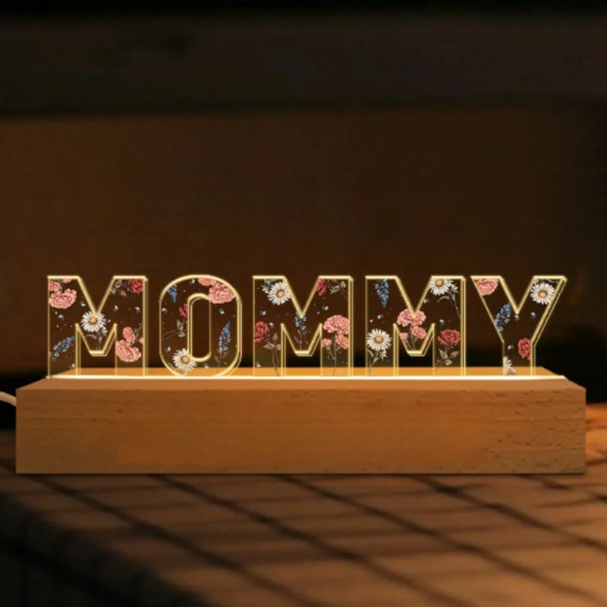 Personalized Flower Printed LED Night Light - Family - For Your Loved One - Glch26001