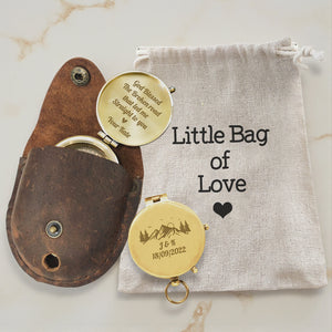 Personalized Engraved Bronze Compass - Handmade 1 year Anniversary Gift for Couples | Custom Name, Date - Gpb26272