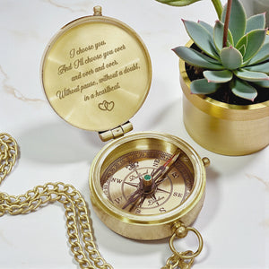 Personalized Engraved Bronze Compass - Handmade 1 year Anniversary Gift for Couples | Custom Name, Date - Gpb26261