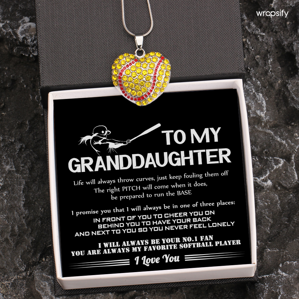 Personalized New Softball Heart Necklace - Softball - To My Granddaughter - I Will Always Be Your No.1 Fan - Gnep23004