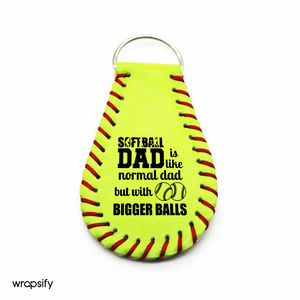 Handmade Leather Softball Keychain - Softball - To Myself - Softball Dad Is Like Normal Dad But Bigger Balls - Gkqc34001