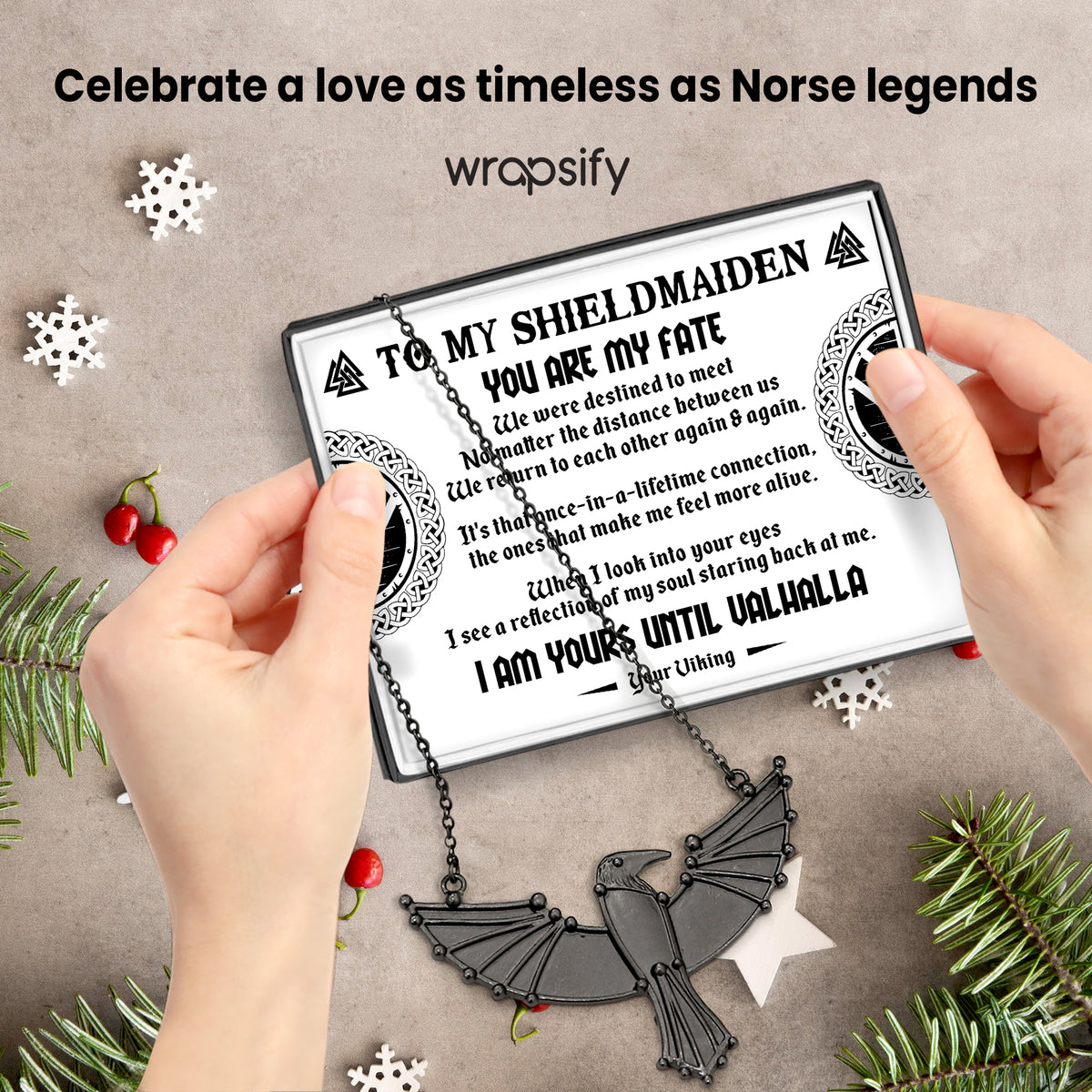 Personalized Dark Raven Necklace - My Shieldmaiden - I Am Yours Until Valhalla - Gncm13010