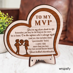 Wooden Heart Sign - Basketball - To My Man - I'm The Referee Who's Always Right - Gan26009