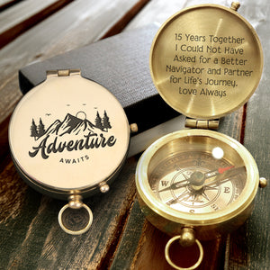 Personalized Engraved Compass - Family - For Couple - Adventure Awaits - Gpb26233