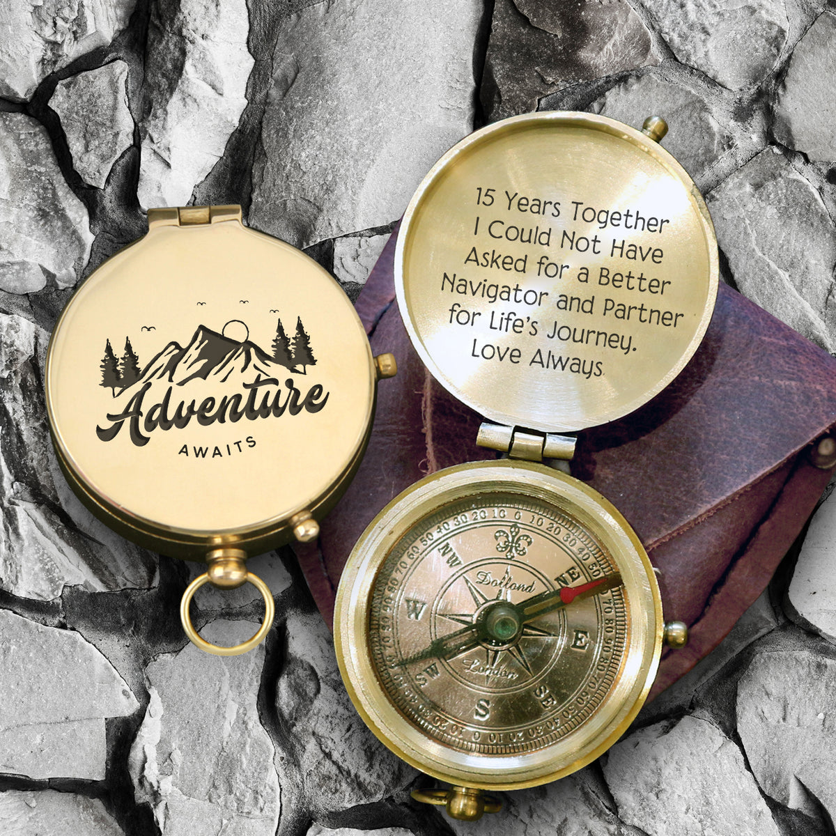 Personalized Engraved Compass - Family - For Couple - Adventure Awaits - Gpb26233