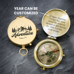 Personalized Engraved Compass - Family - For Couple - Adventure Awaits - Gpb26233