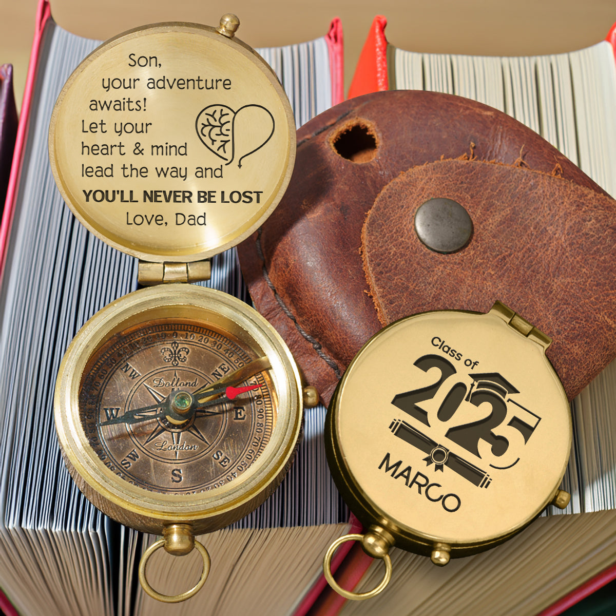 Personalized Engraved Compass - Family - To My Son - From Dad - Let Your Heart & Mind Lead The Way - Gpb16074