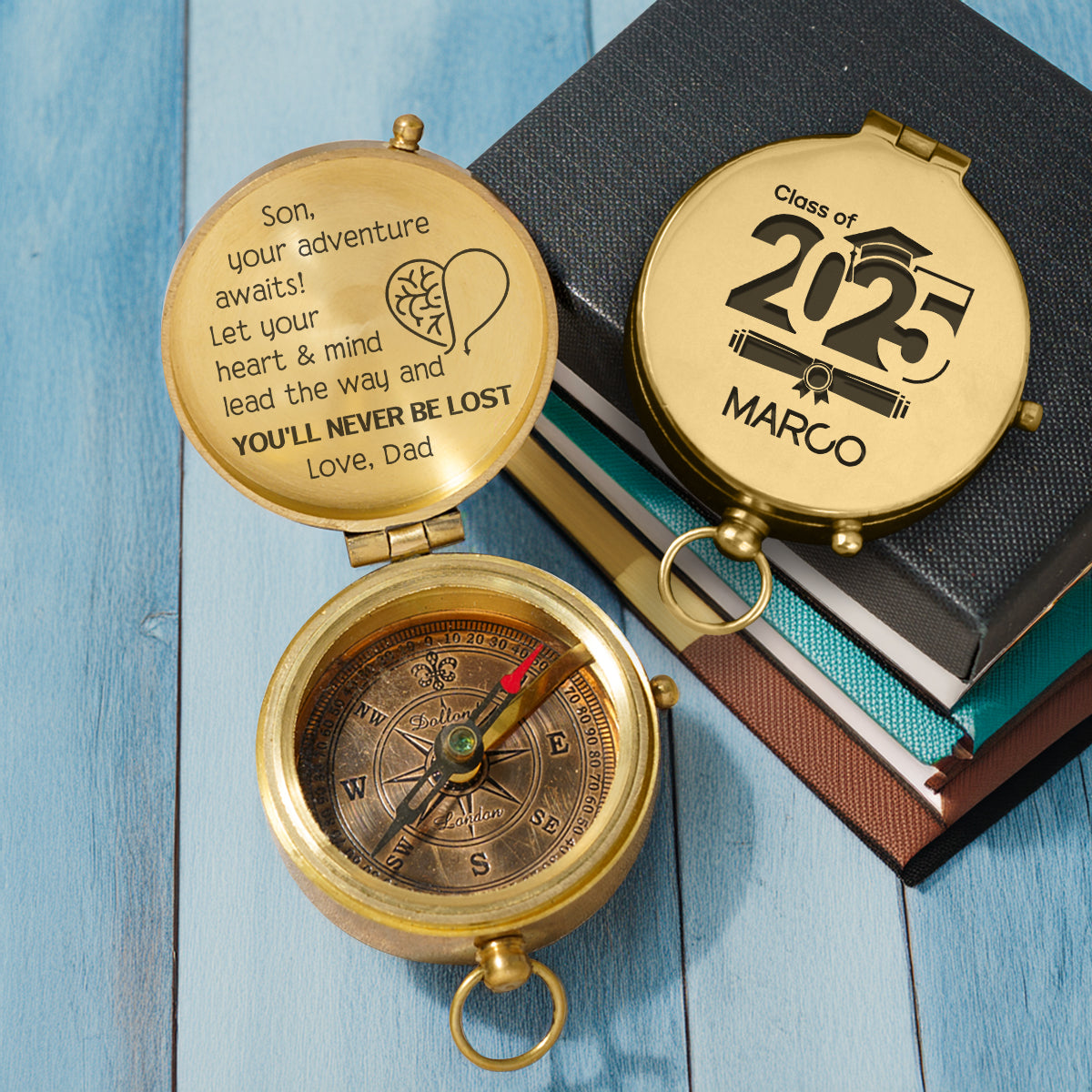 Personalized Engraved Compass - Family - To My Son - From Dad - Let Your Heart & Mind Lead The Way - Gpb16074