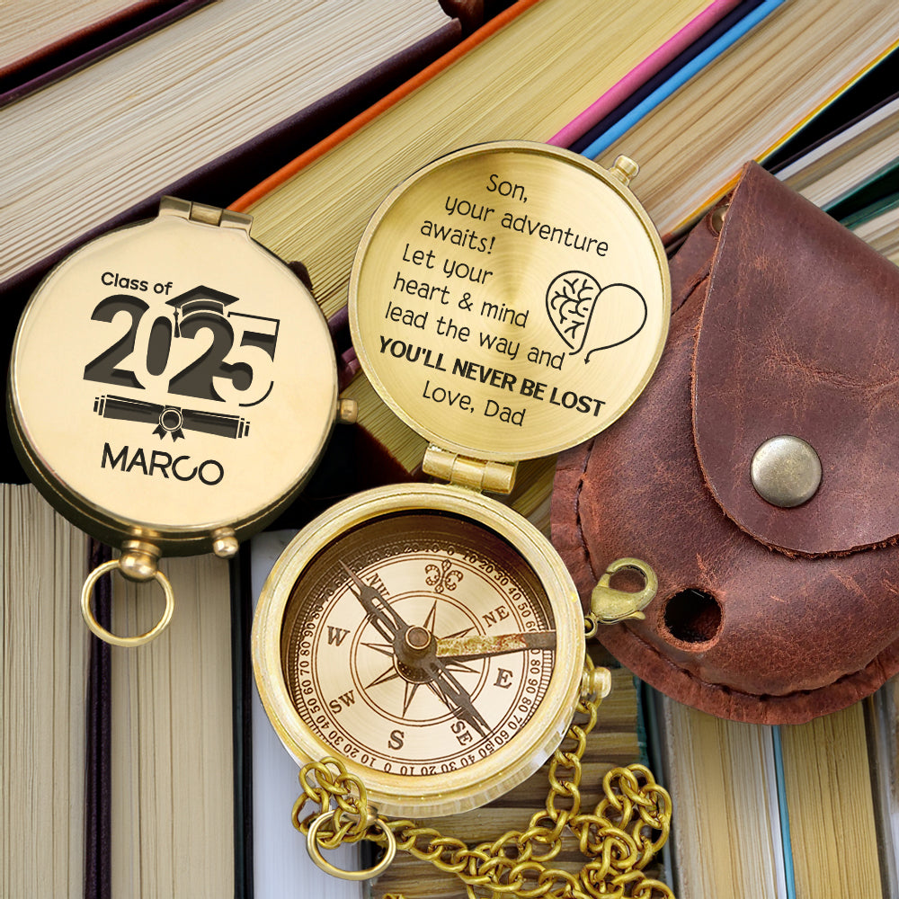 Personalized Engraved Compass - Family - To My Son - From Dad - Let Your Heart & Mind Lead The Way - Gpb16074