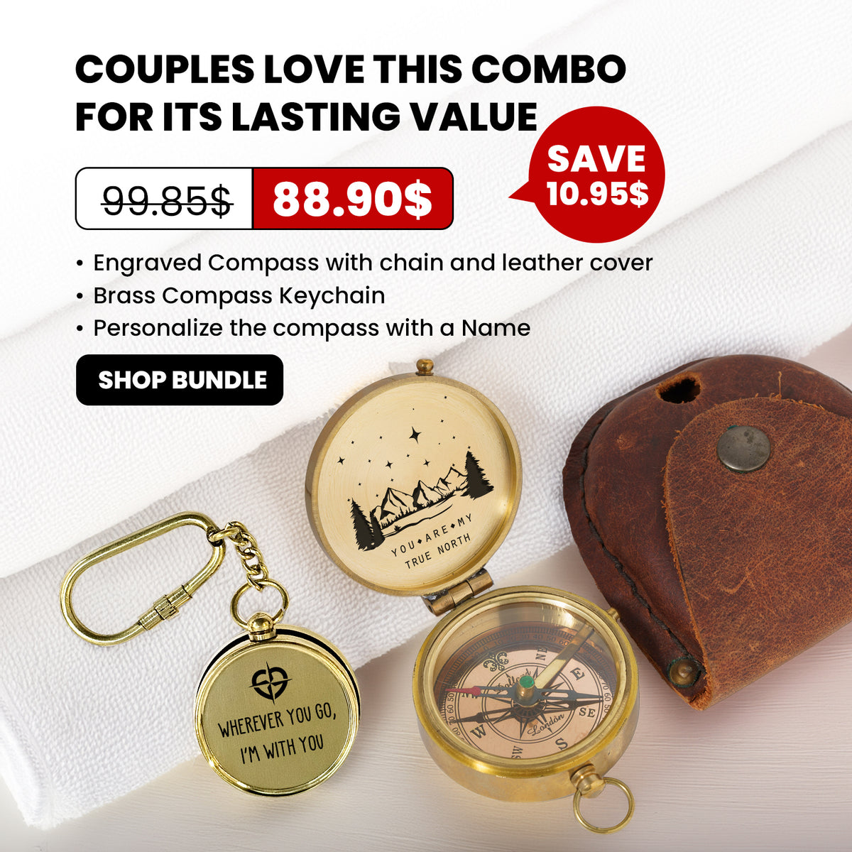 Combo Personalized Engraved Compass and Keychain - To My Man - Gpc26002