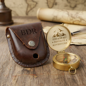 Personalized Engraved Bronze Compass - Handmade 7 years Anniversary Gift for Couples | Custom Name, Date - Gpb26269