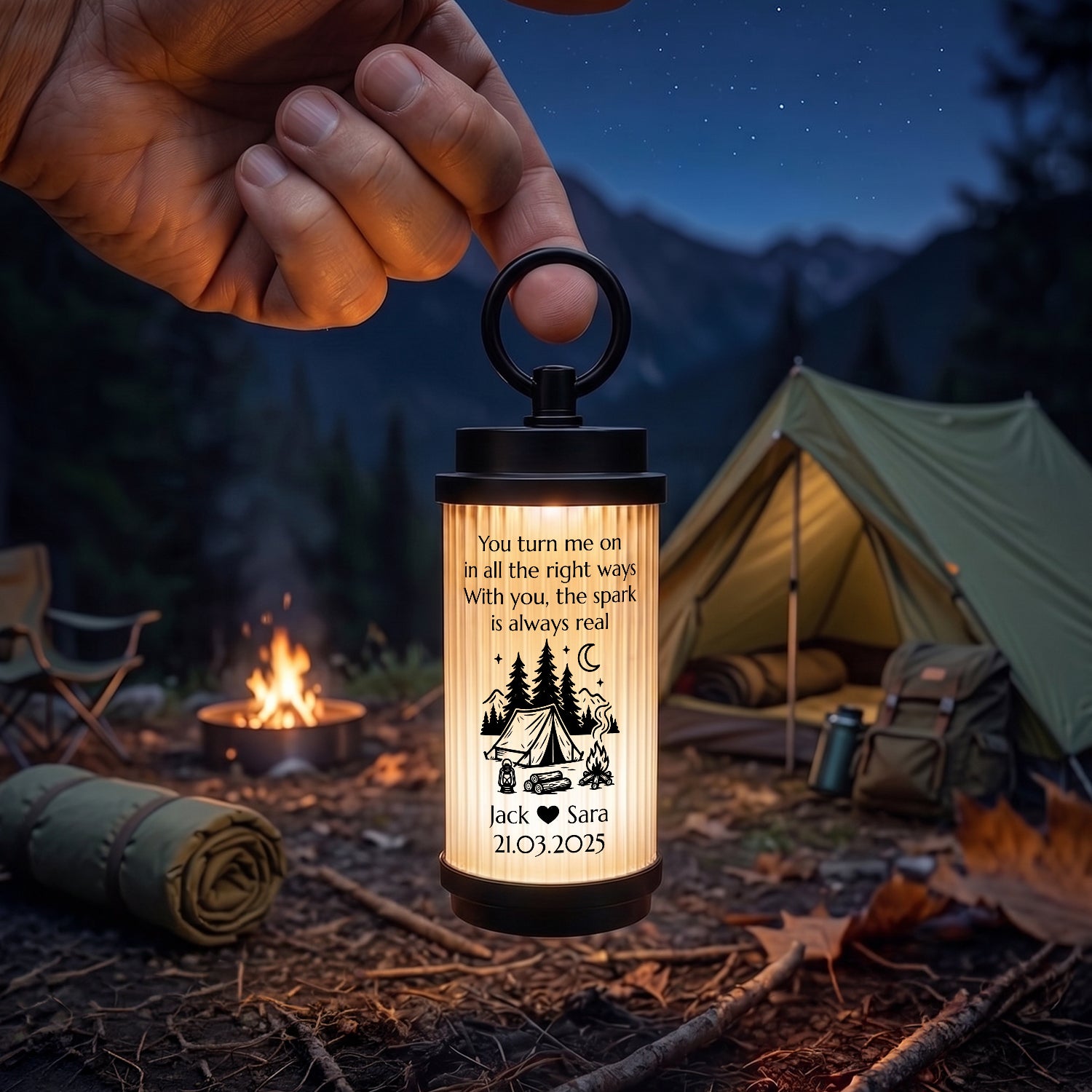 Personalized Camping Light - Outdoor Gift For Her - You Turn Me On In All The Right Ways - Gen13001