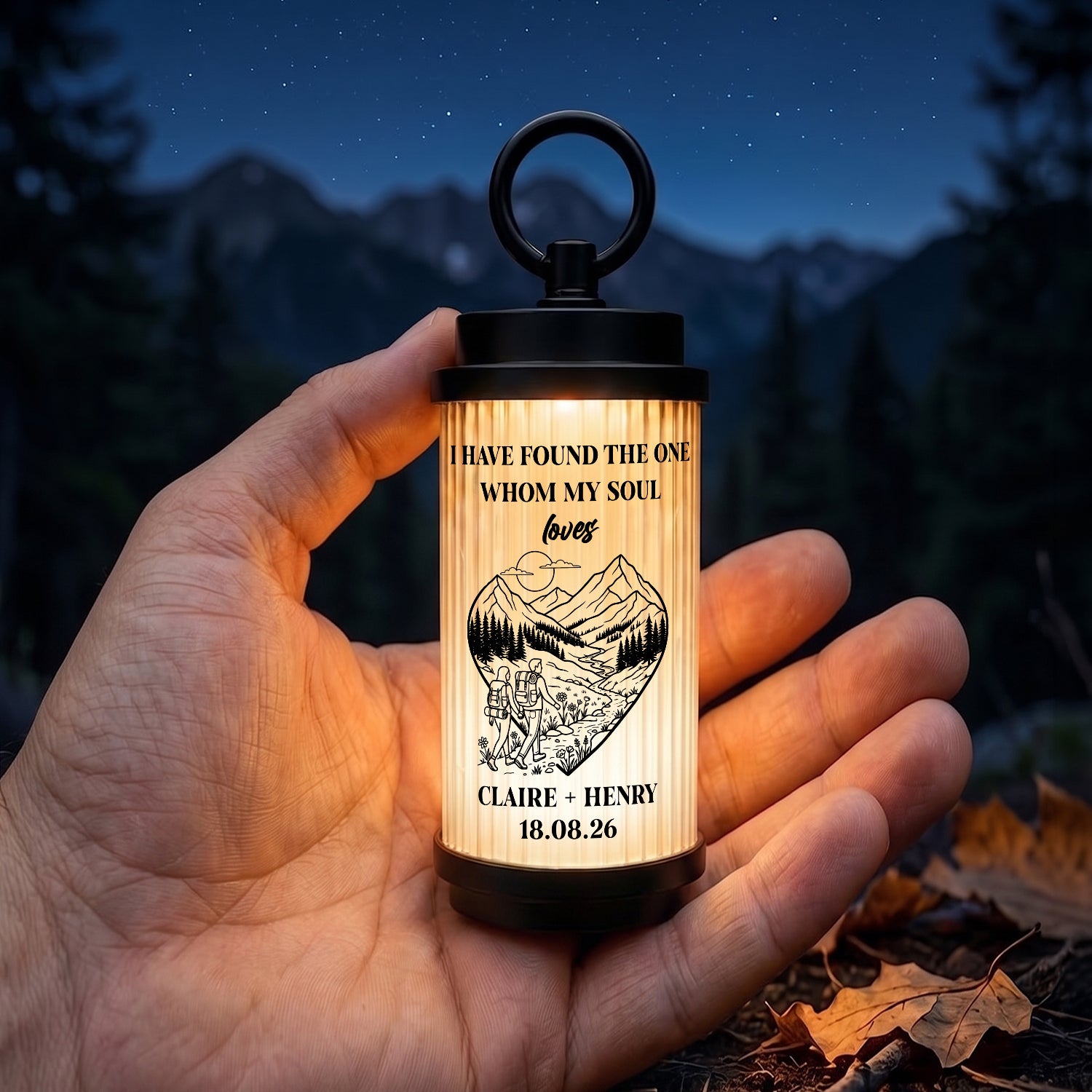Personalized Camping Light - Outdoor Gift For Him Or Her - I Have Found The One Whom My Soul Loves - Gen26005