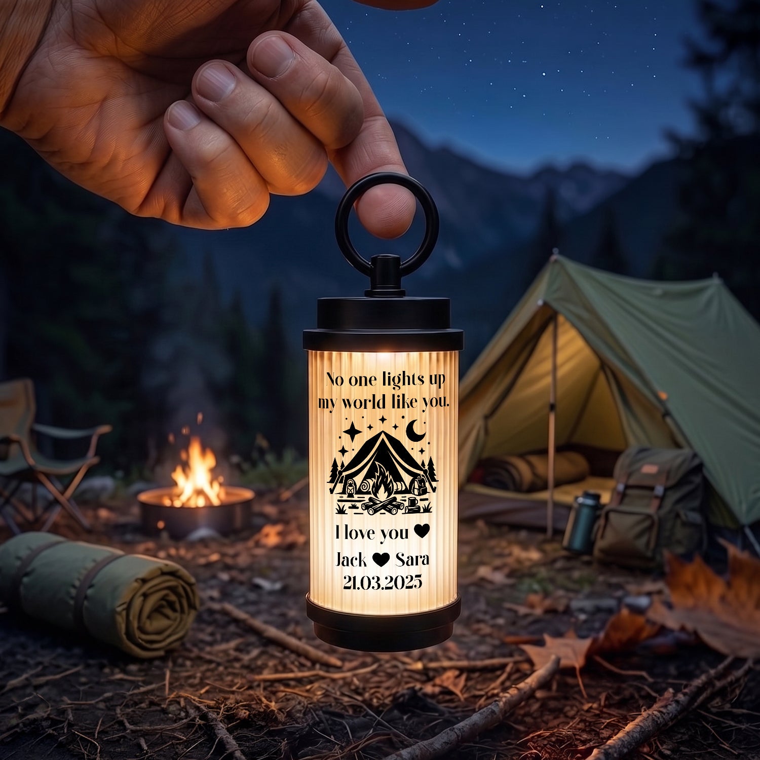 Personalized Camping Light for Couples - Outdoor Gift for Camping, Fishing, Hiking & Travel Adventures - Gen26010