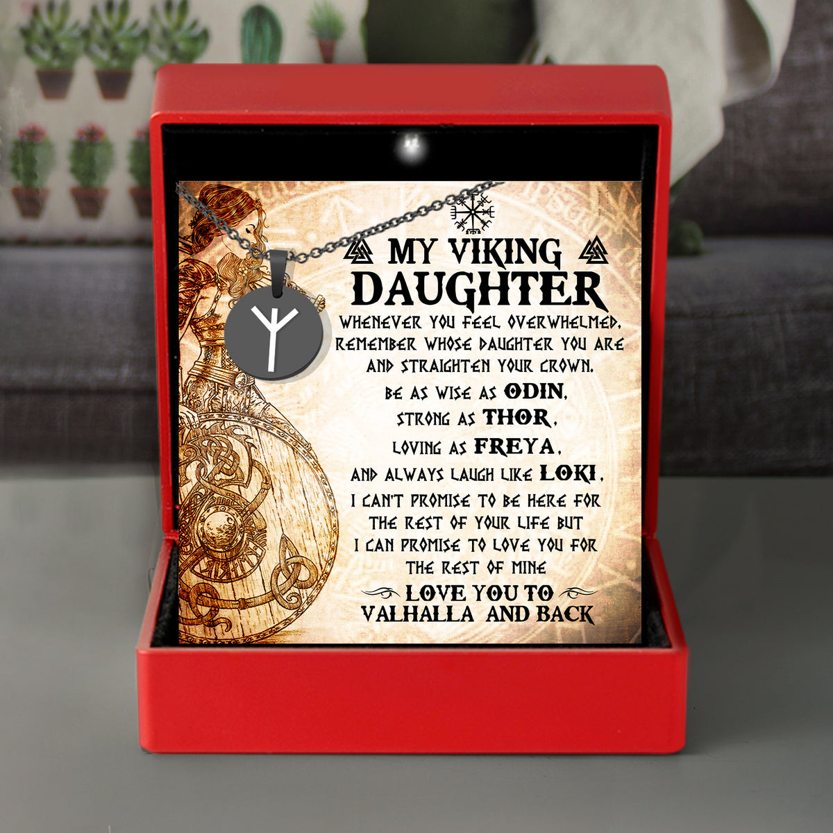 Strength & Protection Rune Necklace - Viking - To My Viking Daughter - Remember Whose Daughter You Are - Gawi17003