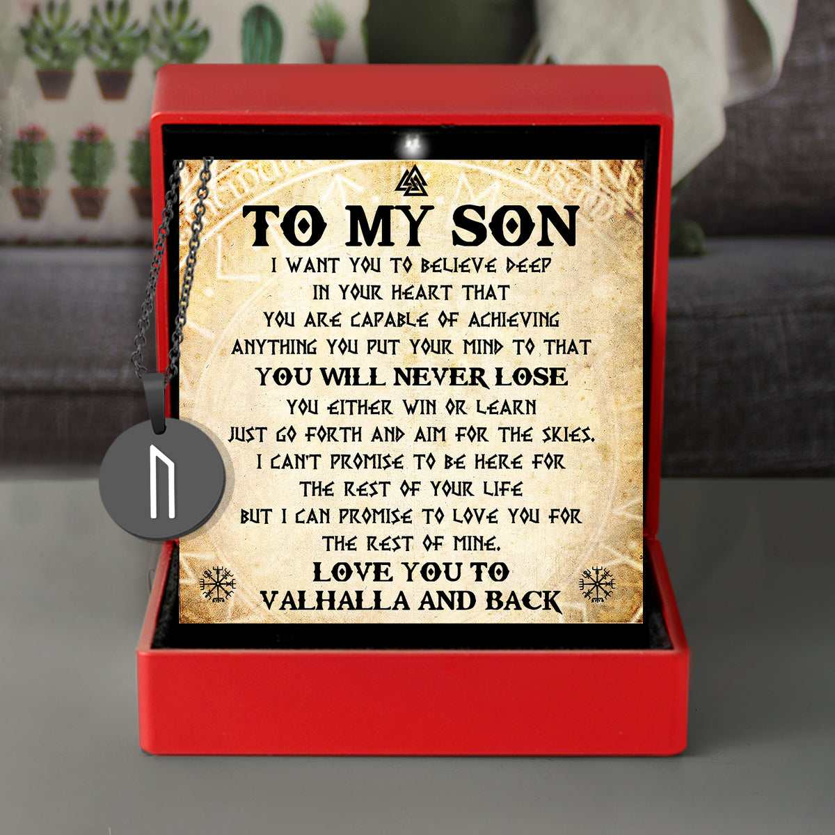 Strength & Protection Rune Necklace - Viking - To My Son - I Love You To Valhalla And Back - Gawi16002