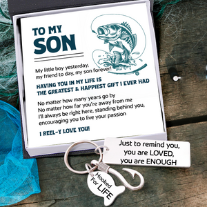 Fishing Hook Keychain - Fishing - To My Son - I’ll Always Be Right Here - Gku16012