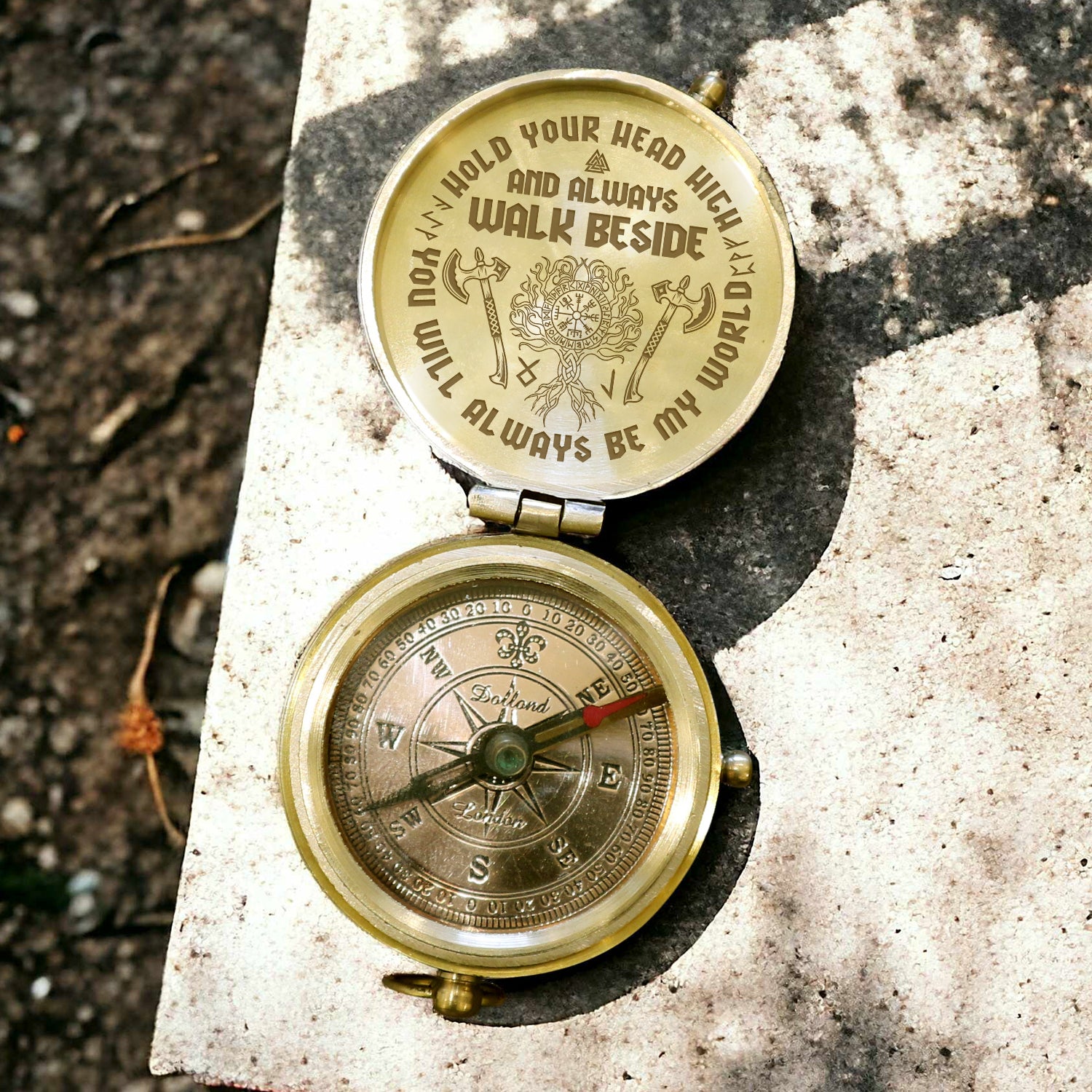Engraved Compass - Viking - To My Dad - You Will Always Be My World - Gpb18043