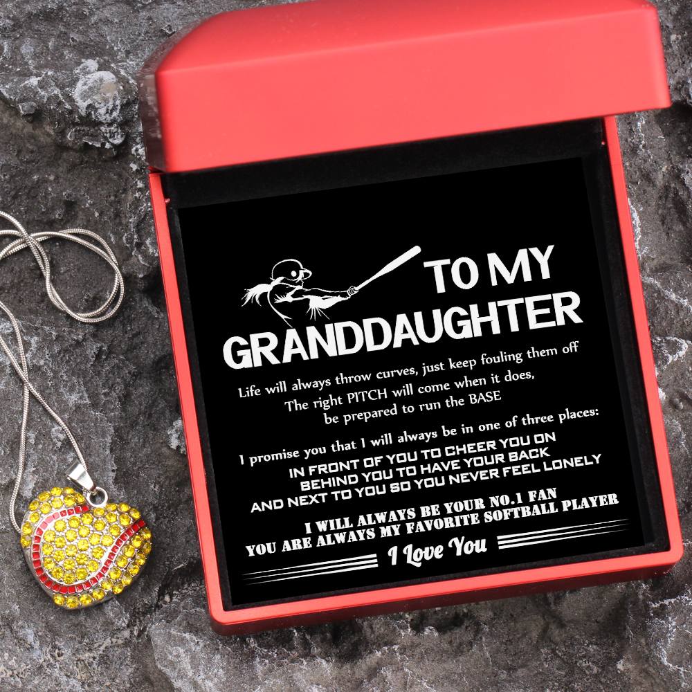 Personalized New Softball Heart Necklace - Softball - To My Granddaughter - I Will Always Be Your No.1 Fan - Gnep23004