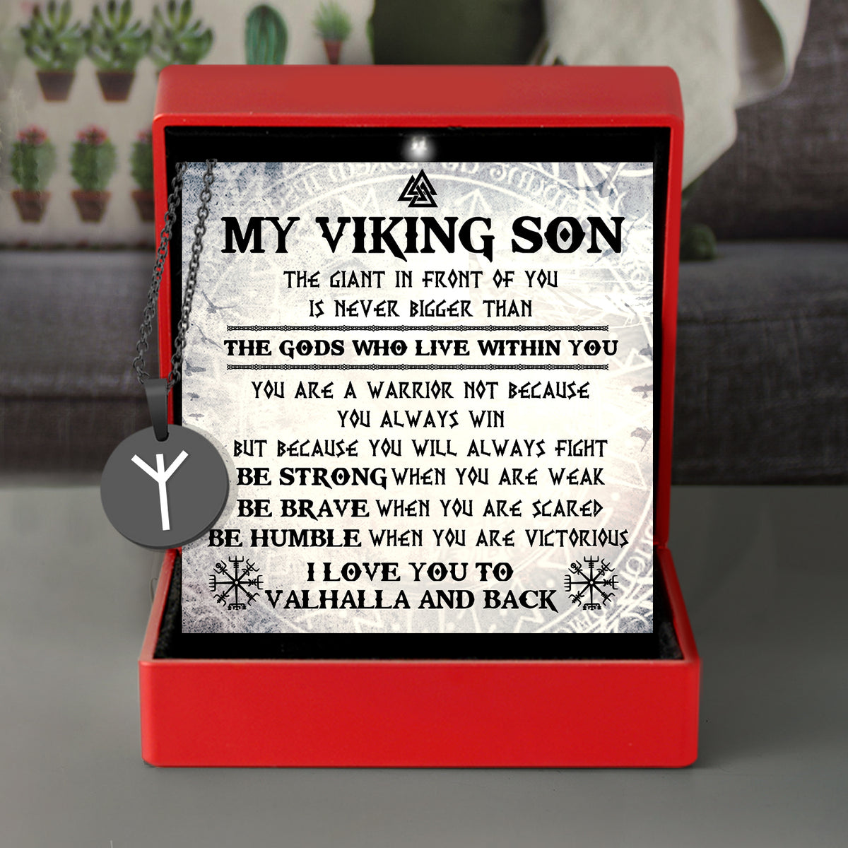 Strength & Protection Rune Necklace - Viking - To My Son - I Love You To Valhalla And Back - Gawi16001