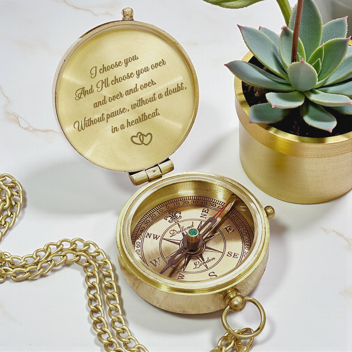 Personalized Engraved Bronze Compass - Handmade 1 year Anniversary Gift for Couples | Custom Name, Date - Gpb26261